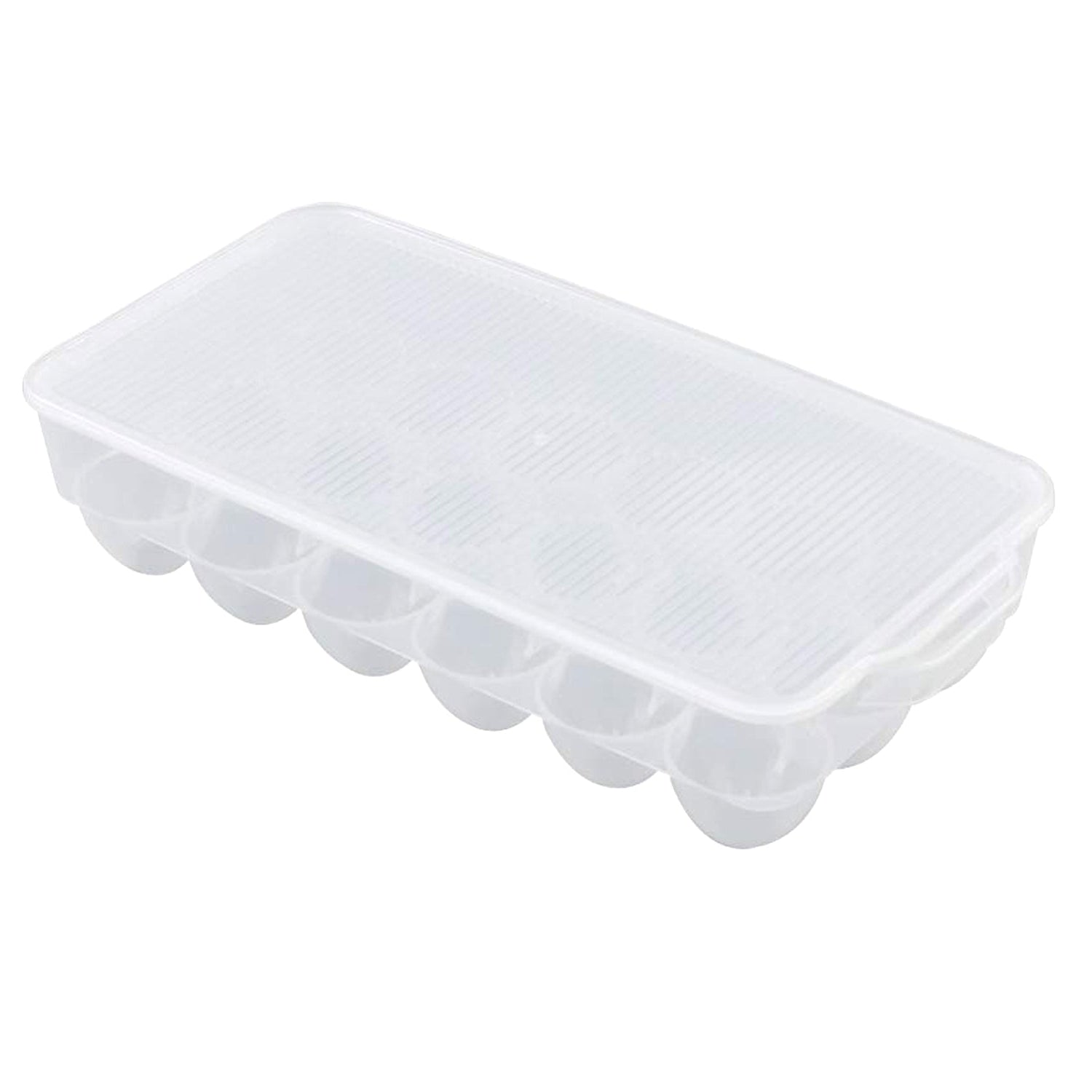 Plastic 18 Cavity Egg Storage Box Or Egg Trays For Refrigerator With Lid & Handles High Quality, Rectangular Egg Tray Box For 18 Egg (1 Pc) Plastic 18 Cavity Egg Storage Box Or Egg Trays For Refrigerator With Lid & Handles High Quality, Rectangular Egg Tray Box For 18 Egg (1 Pc)